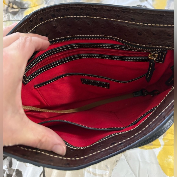 Dooney & Bourke Dark Brown Ostrich Leather Shoulder Bag - Picture 10 of 16